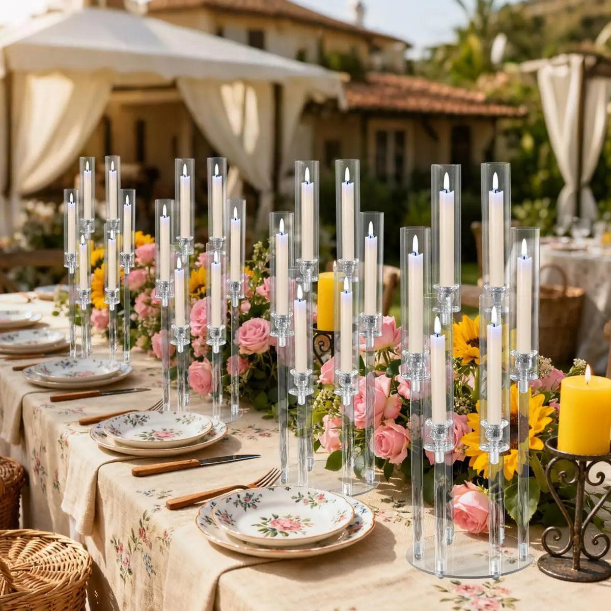 VINCIGANT 12-Piece 6-Arm Acrylic Candelabra Centerpieces