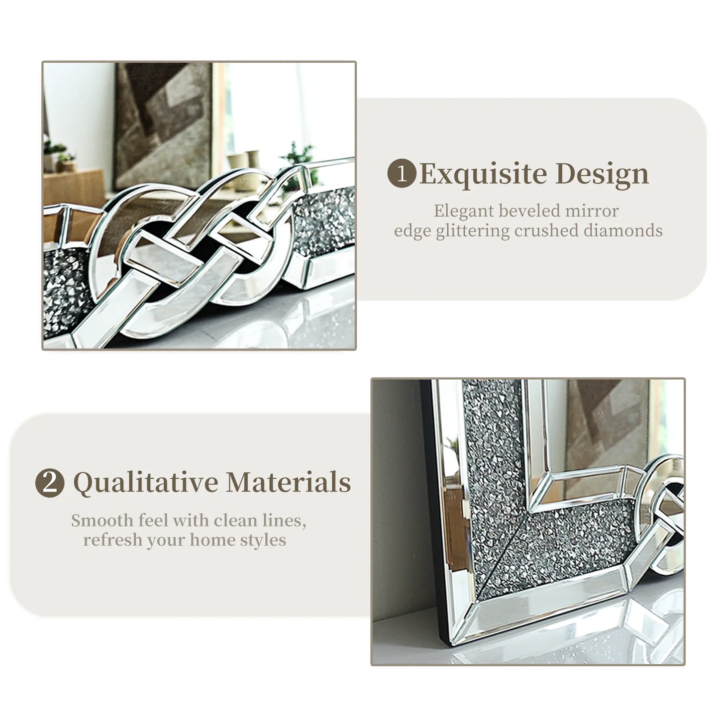 Crystal Diamond Mirror Vanity Wall Hanging for Bedroom Hallway Living Room