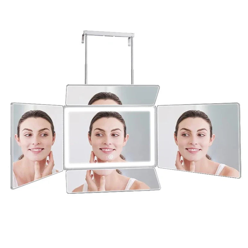 Self Haircut Mirror With LED Lights 360 Degree Rechargeable Adjustable