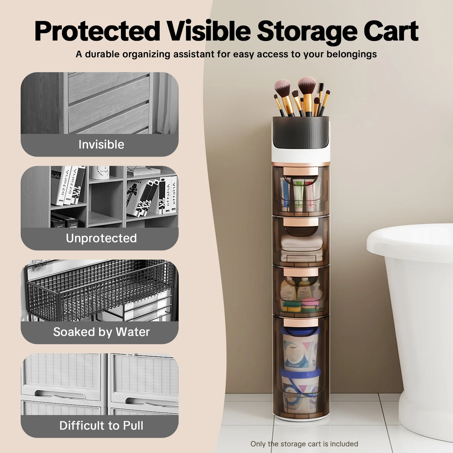 Bymaocar 4-Drawer Slim Bathroom Storage Cart Freestanding Organizer