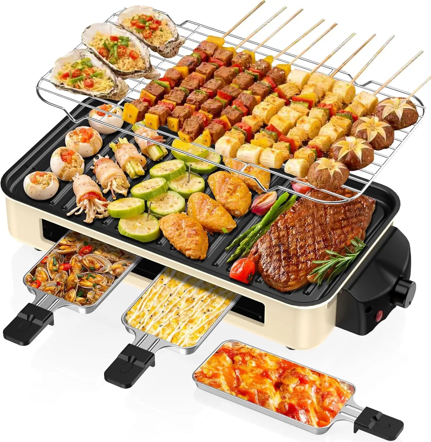 XMSJ 1500W Electric Indoor Grill With Nonstick Removable Grill Plate
