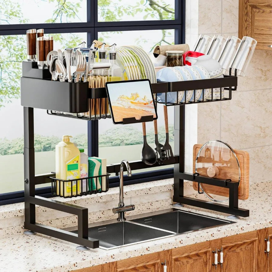 Expandable Over Sink Dish Drying Rack Snap On Drainer