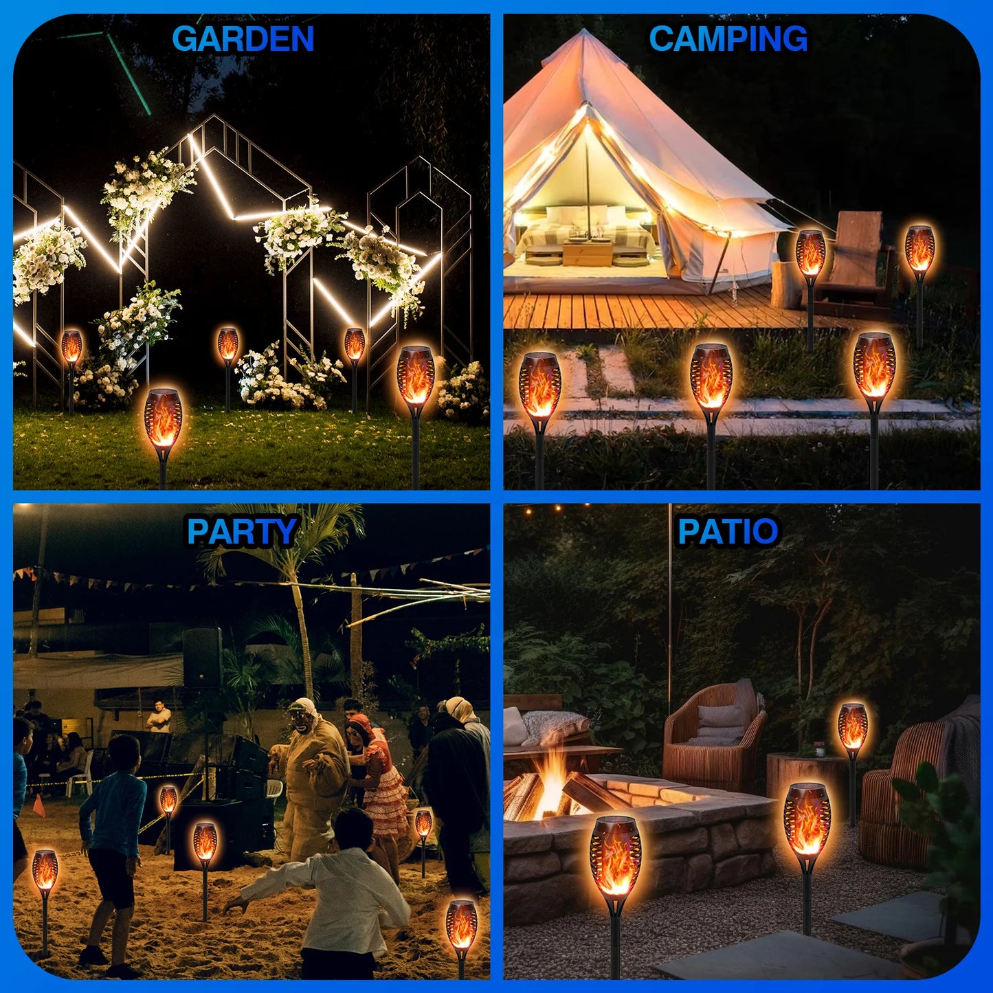 Solar LED Torch Lights Flickering Flame Waterproof Outdoor Pathway Garden