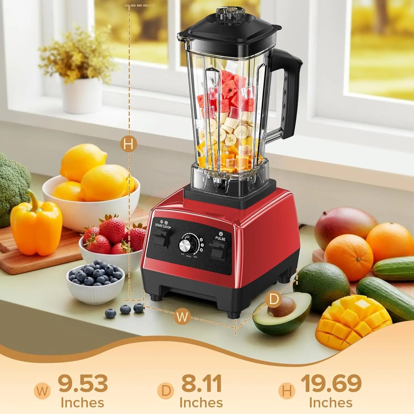 XMSJ Blender For Smoothies Multi Speed Ice Crushing With Pitcher