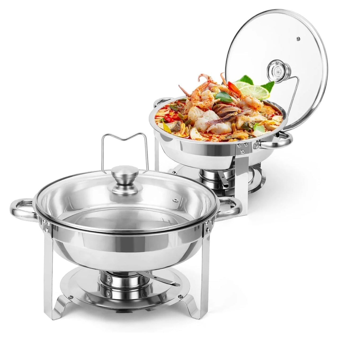 Two Pack Chafing Dish Buffet Set With Glass Lids Holder
