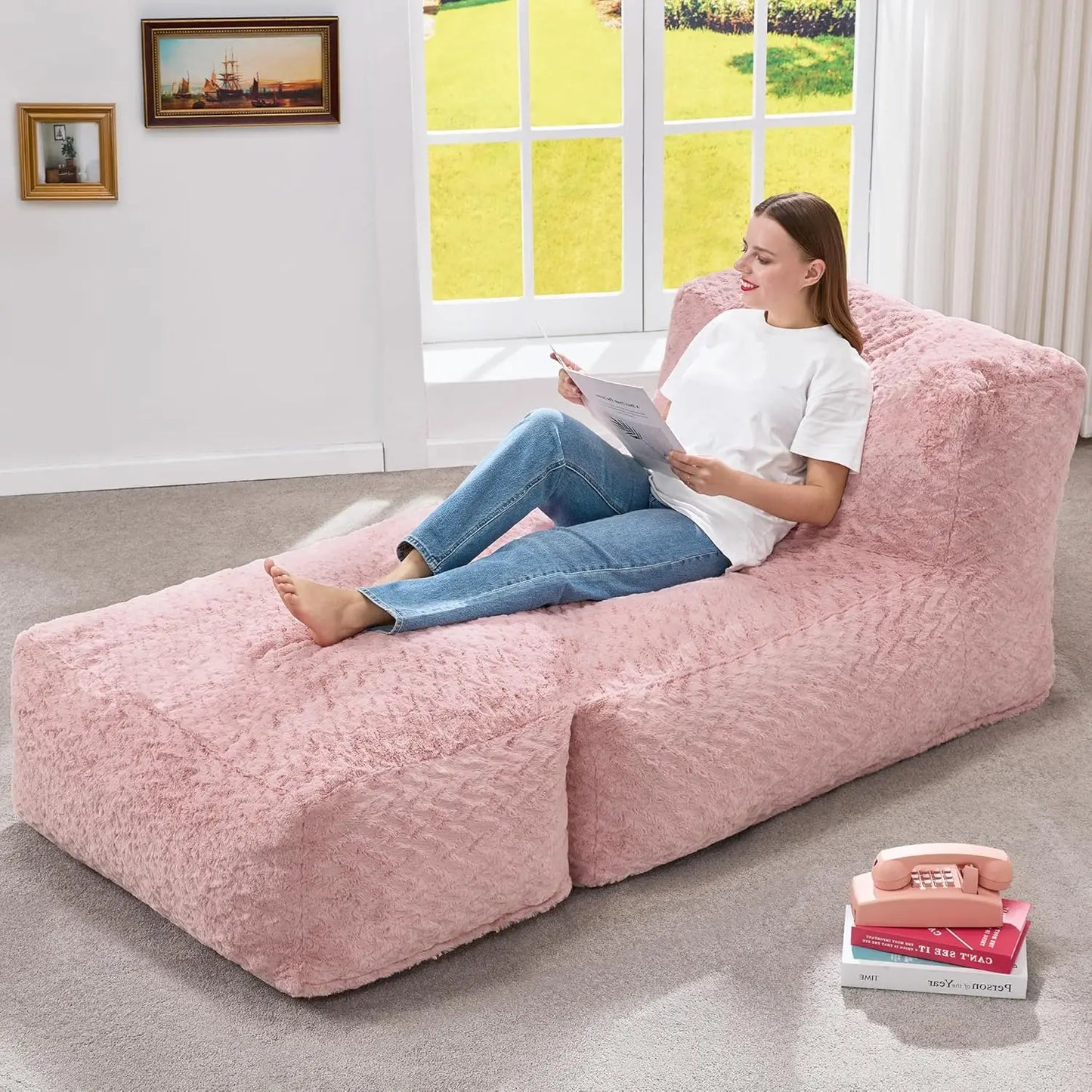 Bean Bag Lounger Chair With Memory Foam For Living Room