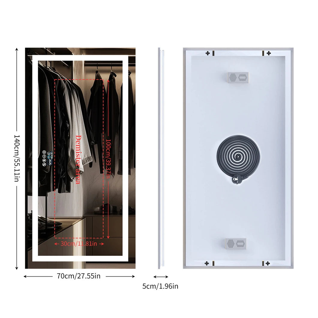 BORWART Smart LED Vanity Mirror With Bluetooth And Digital Display