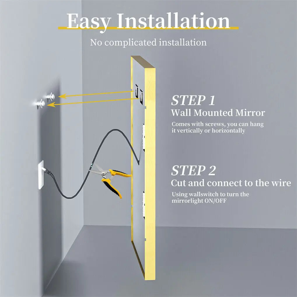 BORWART LED Bathroom Mirror With Anti Fog Dimmable Front Light