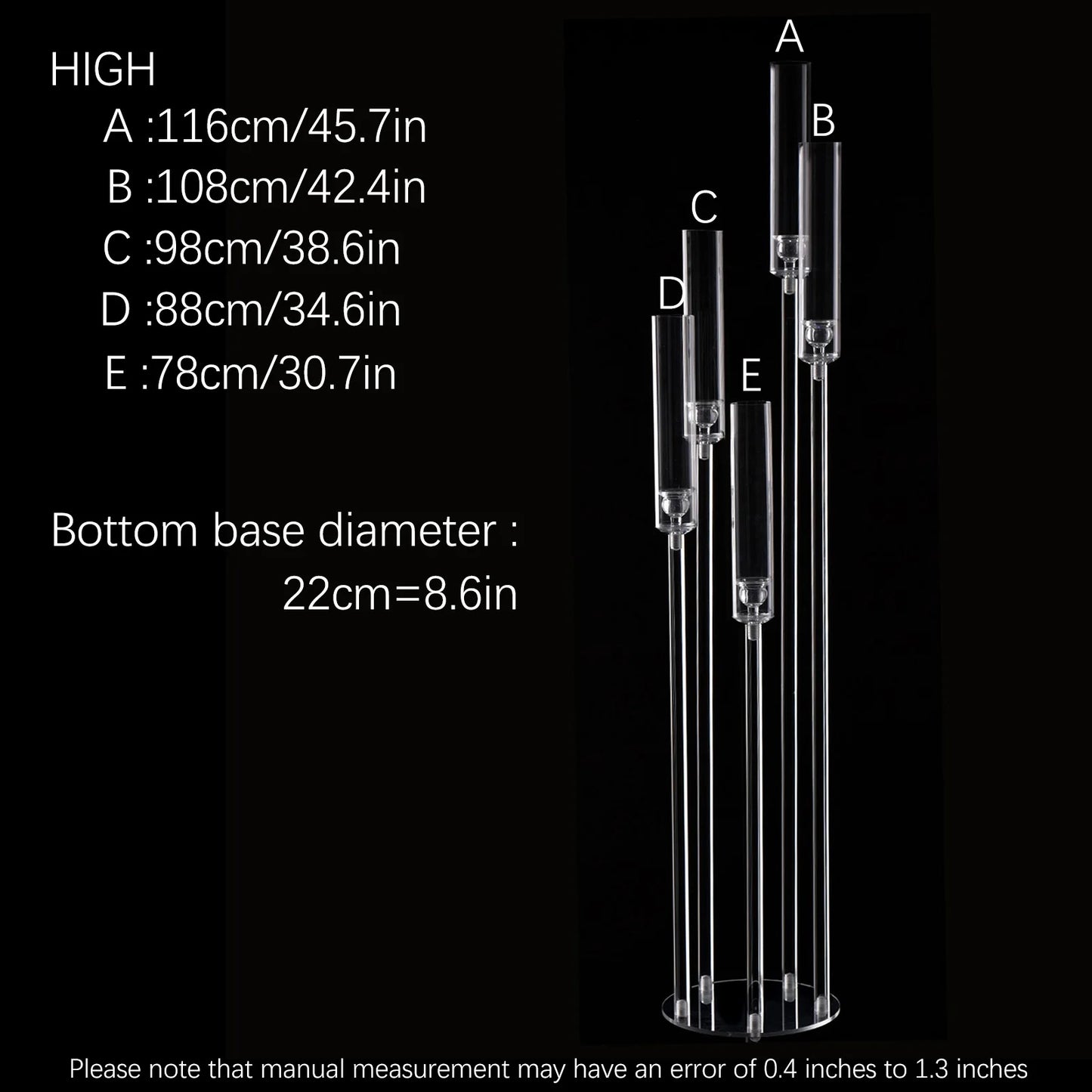 VINCIGANT 10 Pack Acrylic 5-Arm Candelabra Wedding Centerpiece