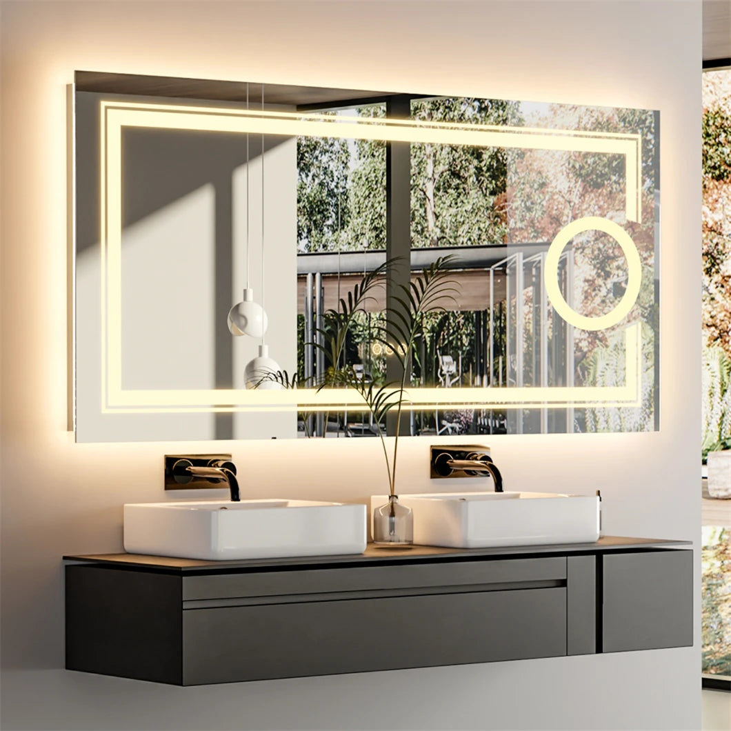 Borwart LED Magnifying Bathroom Mirror With Smart Touch Backlit Demisting