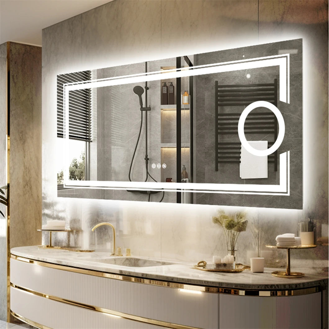 Borwart LED Magnifying Bathroom Mirror With Smart Touch Backlit Demisting