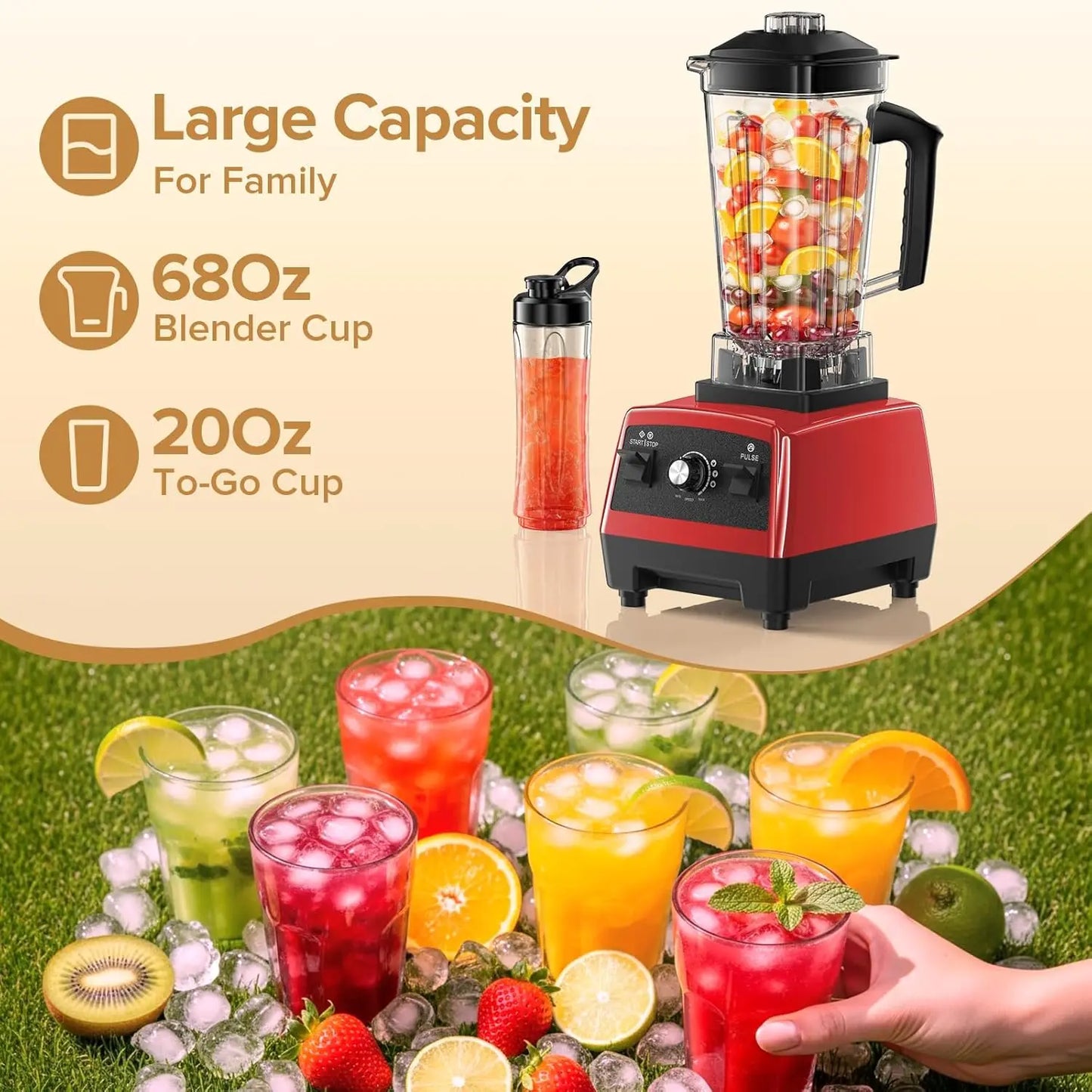 XMSJ Blender For Smoothies Multi Speed Ice Crushing With Pitcher