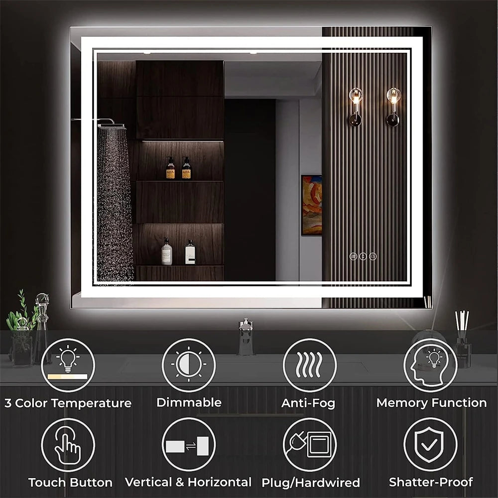 Wisfor LED Backlit Vanity Mirror With Dimmable Front Lighting