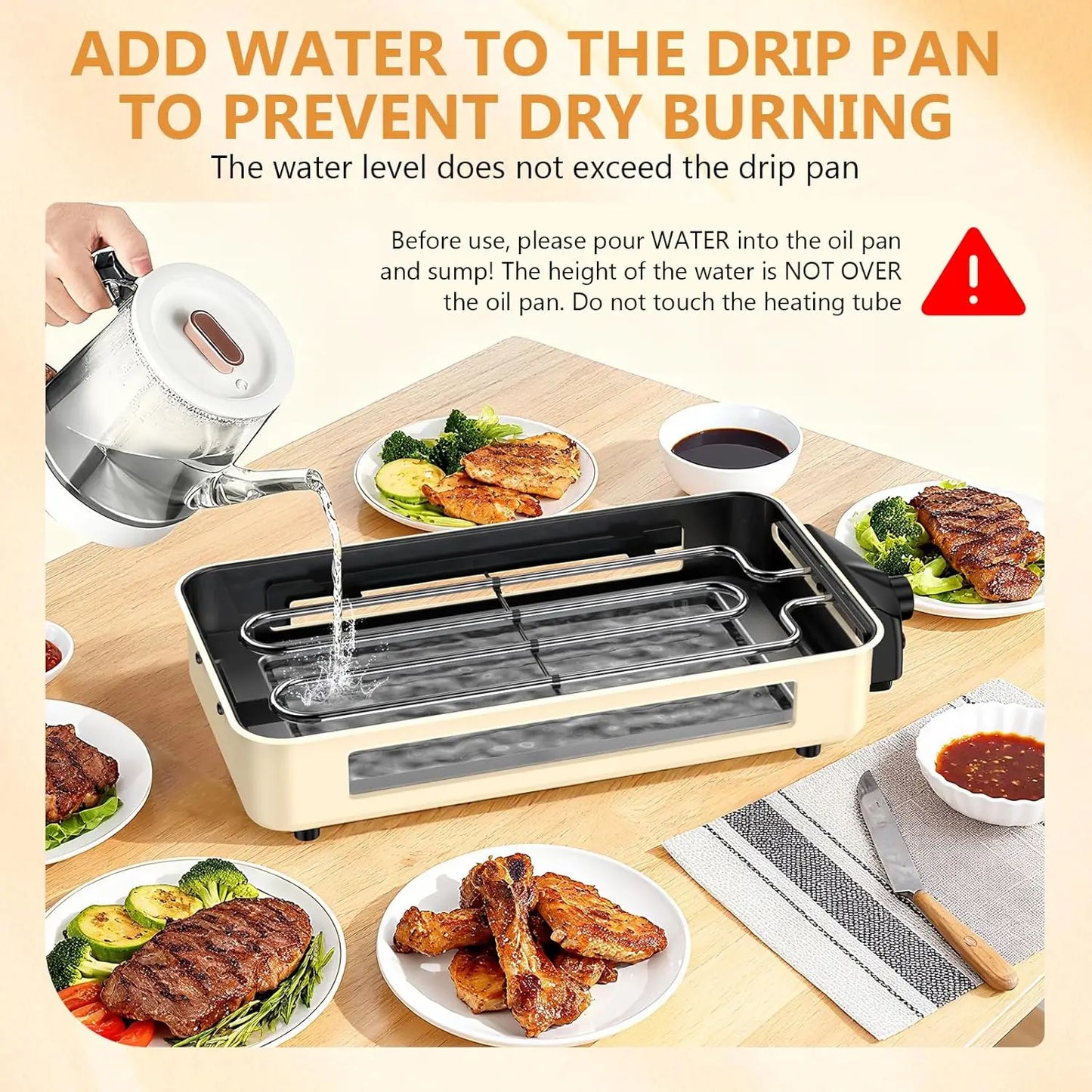 XMSJ 1500W Electric Indoor Grill With Nonstick Removable Grill Plate