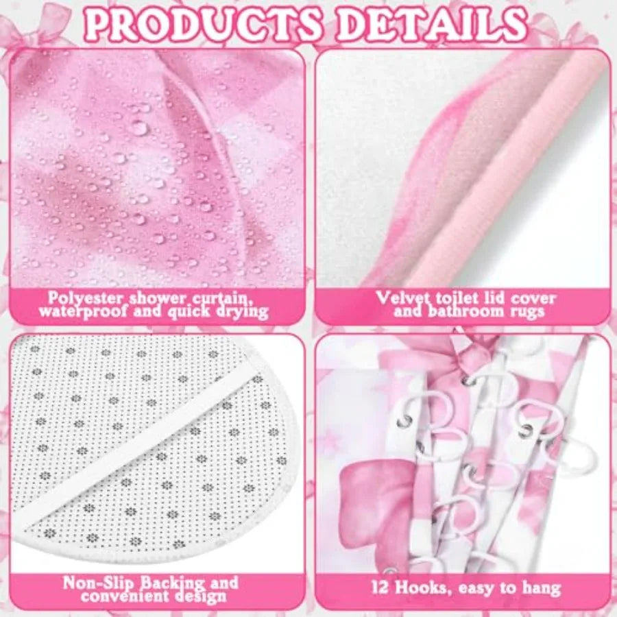 8 Piece Shower Curtain Set With Towels And Carpet Coquette