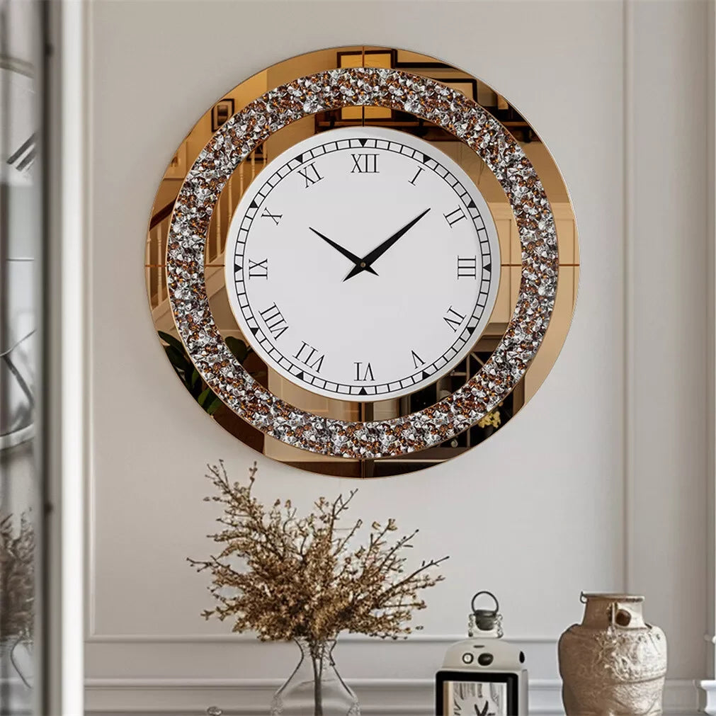 LUVODI Modern 3D Diamond Wall Clock Roman Numerals