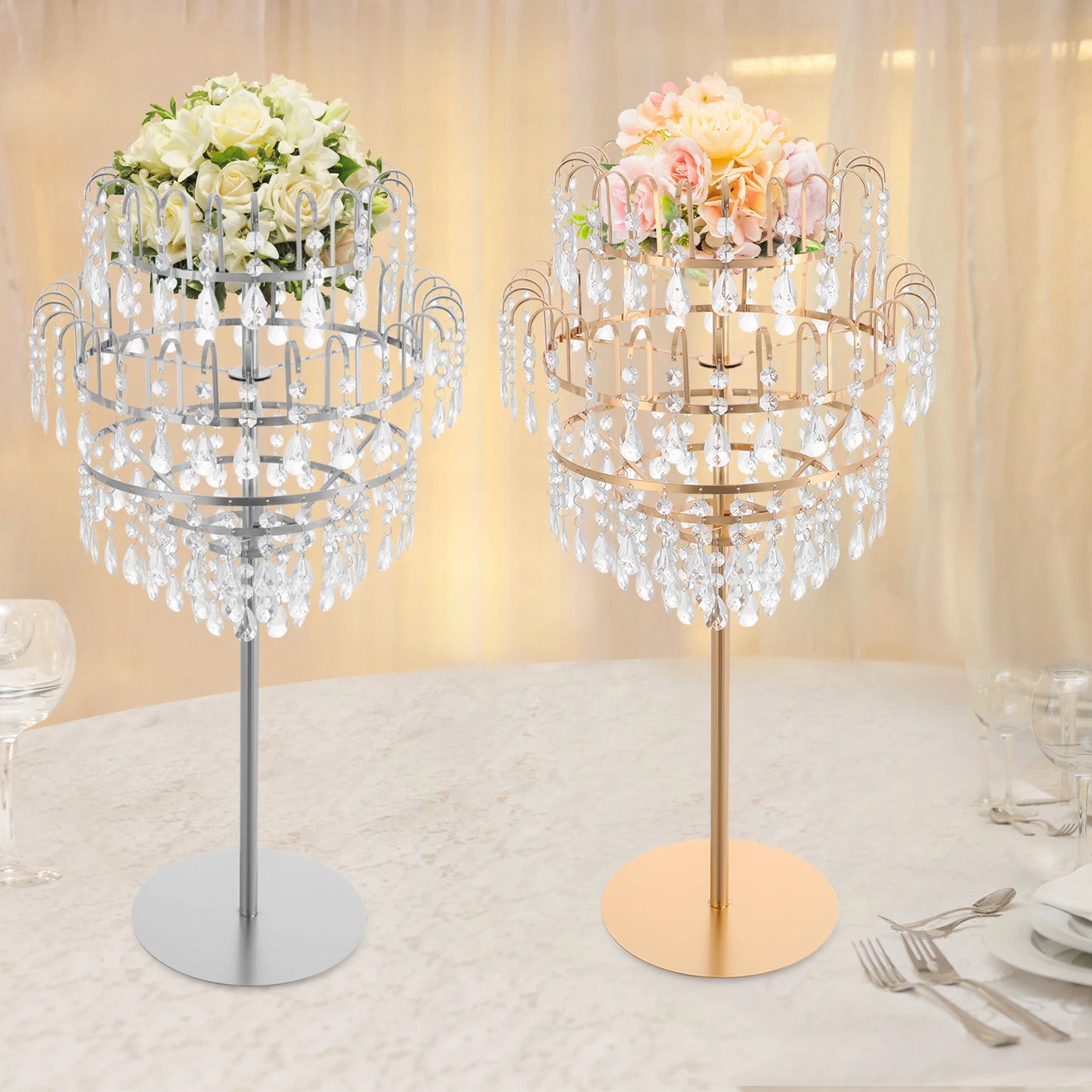 Five Tier Crystal Flower Display Stand Floral Holder Wedding Decor