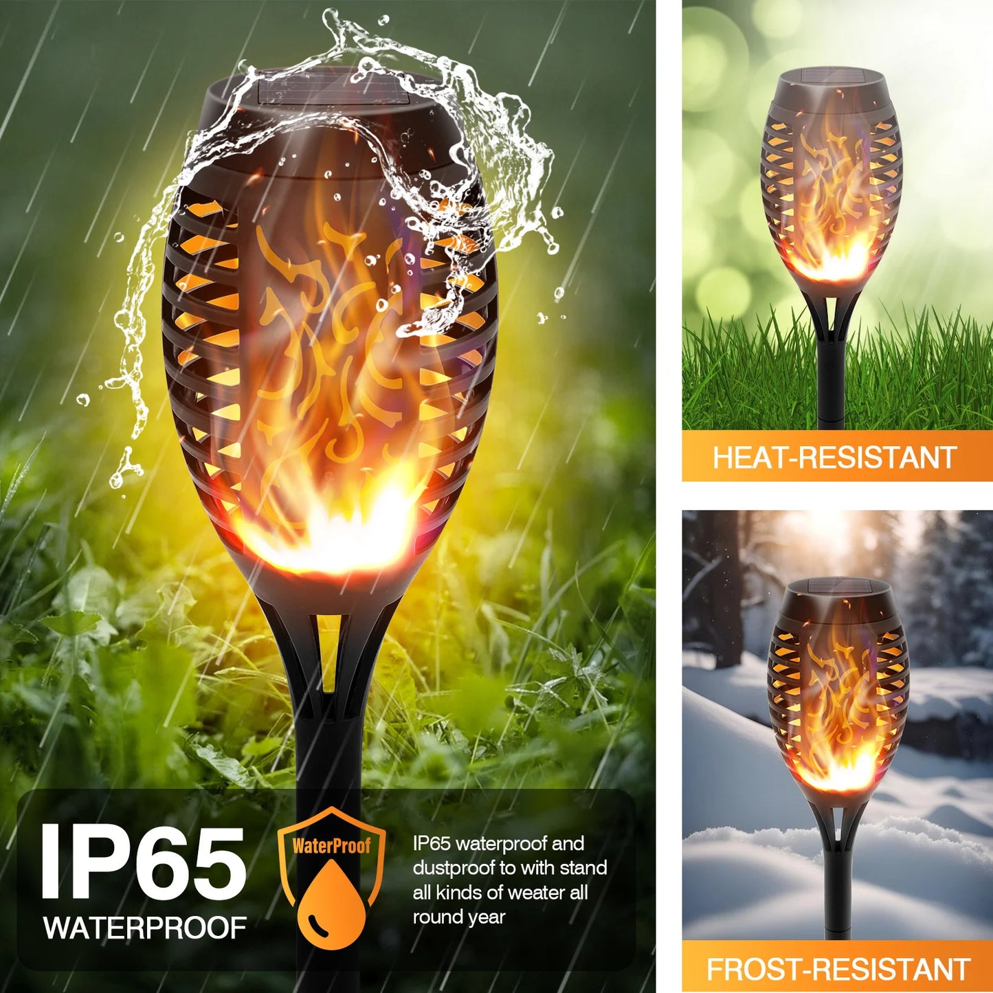 Solar LED Torch Lights Flickering Flame Waterproof Outdoor Pathway Garden