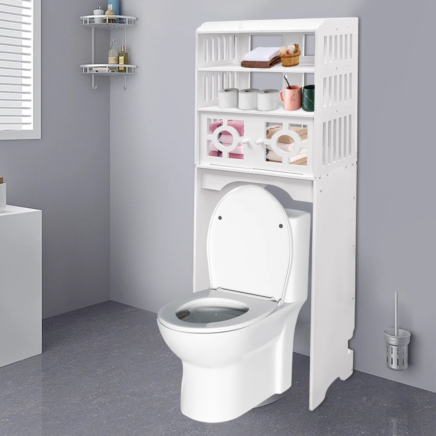 4 Tier Toilet Cabinet Space Saving Bathroom Organizer